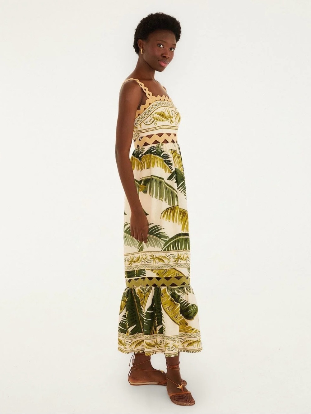 🌴🌴NWT Farm Rio Ric Rack Palm Tree Dress Sz Large Tuckernuck - Picture 3 of 6